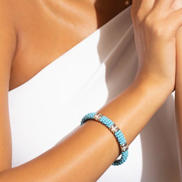 Blue Caviar Blue Three Station Ceramic Diamond Bracelet from Lagos | 9mm Sz7 - Picture 5 of 13